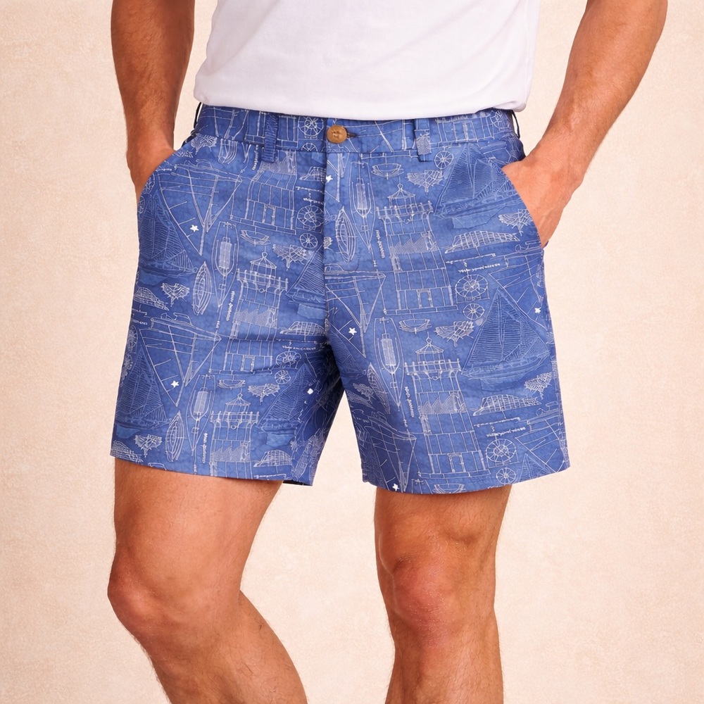 Vineyard Vines Men's Cape Cod Blueprint Breaker Shorts in a size 30.